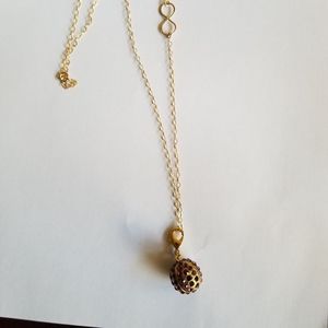 14k gold filled long necklace with purple pendant